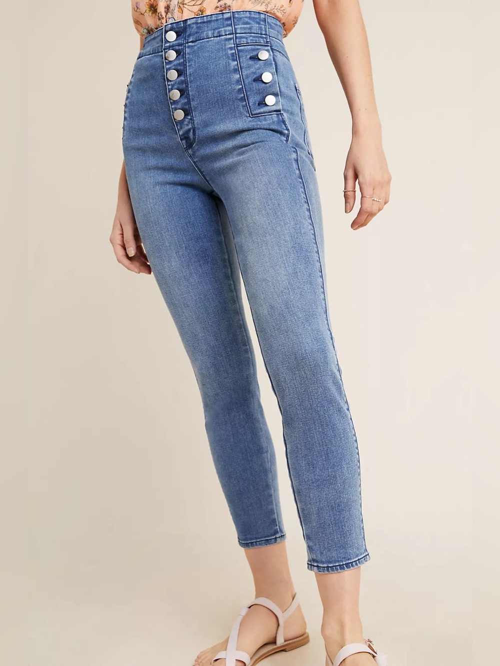 Anthropologie J Brand Natasha Exposed Button High-Rise Cropped Skinny Jeans 24